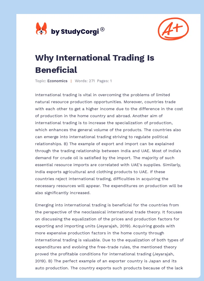 Why International Trading Is Beneficial. Page 1