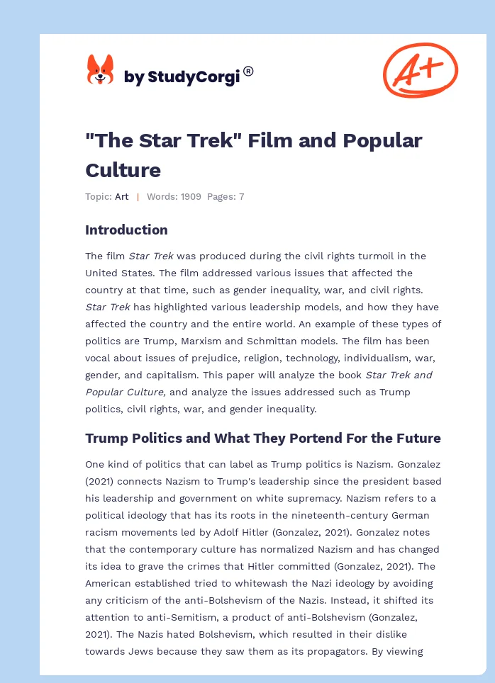 "The Star Trek" Film and Popular Culture. Page 1