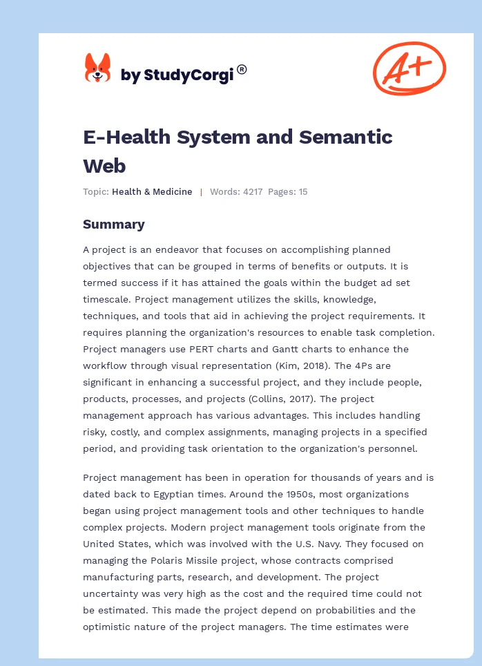 E-Health System and Semantic Web. Page 1