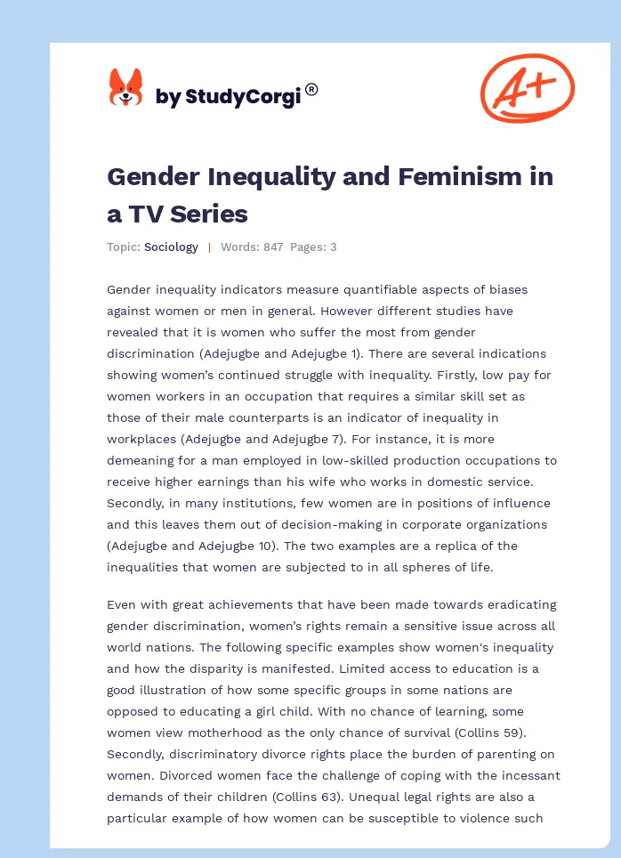Gender Inequality and Feminism in a TV Series. Page 1