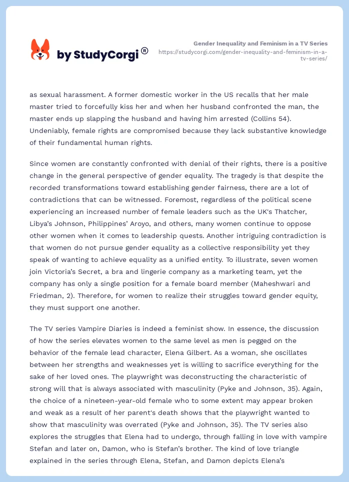 Gender Inequality and Feminism in a TV Series. Page 2