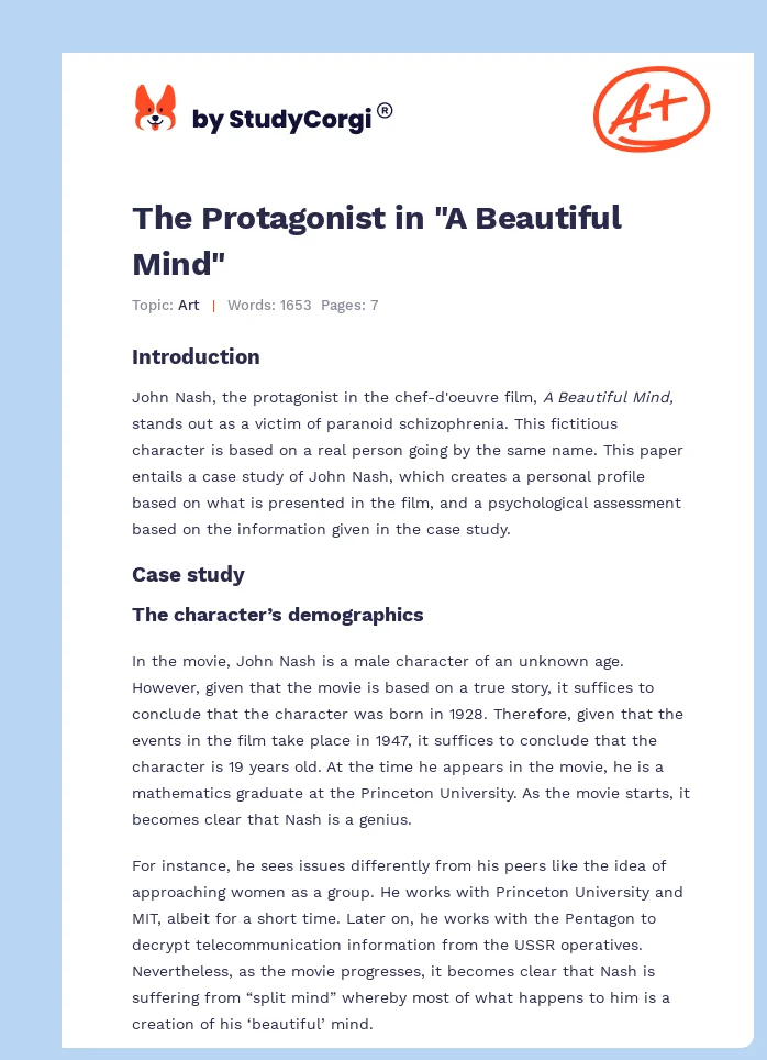 The Protagonist in "A Beautiful Mind". Page 1