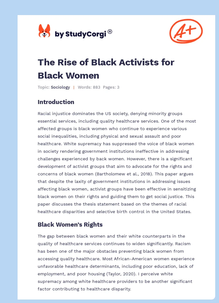 The Rise of Black Activists for Black Women. Page 1