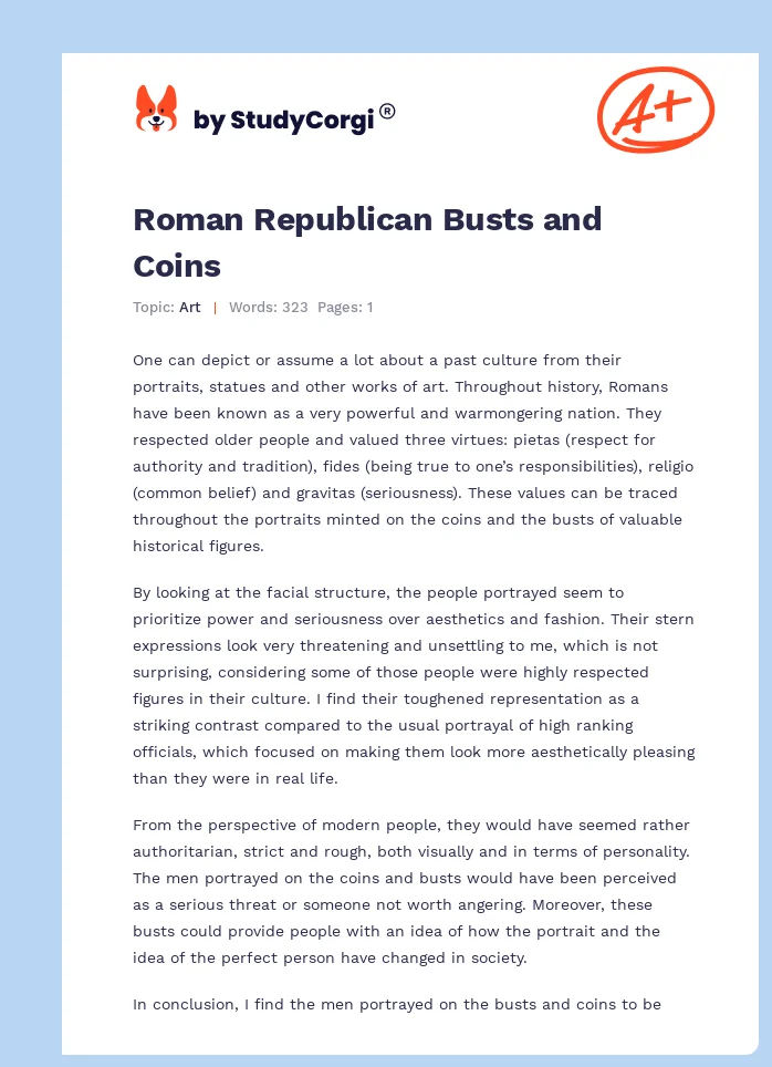 Roman Republican Busts and Coins. Page 1