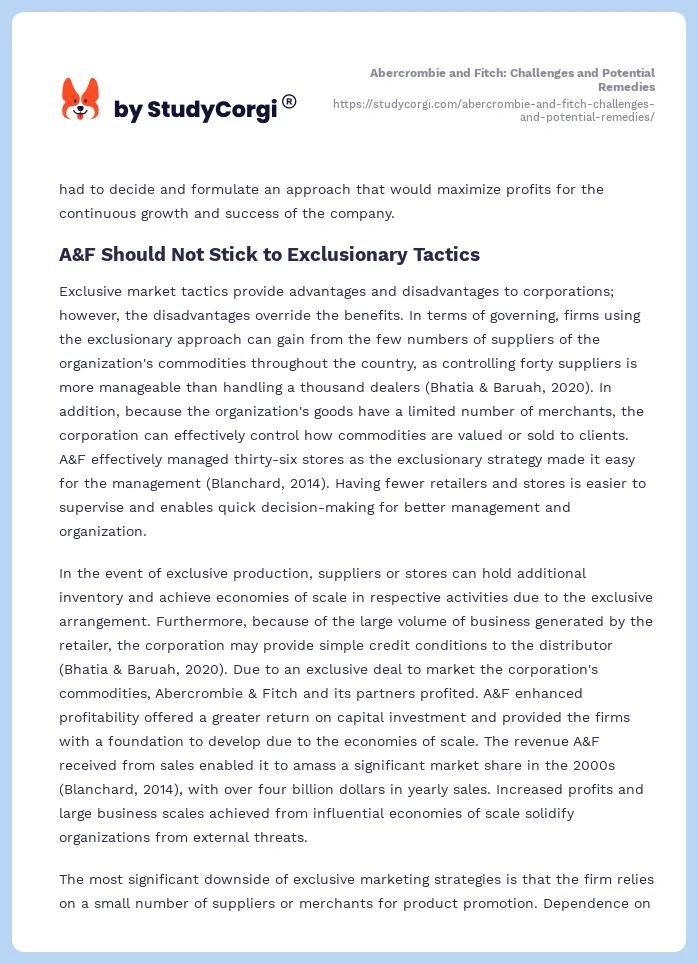 Abercrombie and Fitch: Challenges and Potential Remedies. Page 2