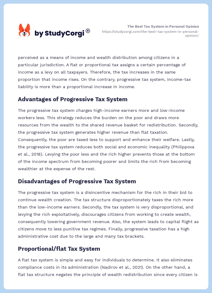 The Best Tax System in Personal Opinion. Page 2