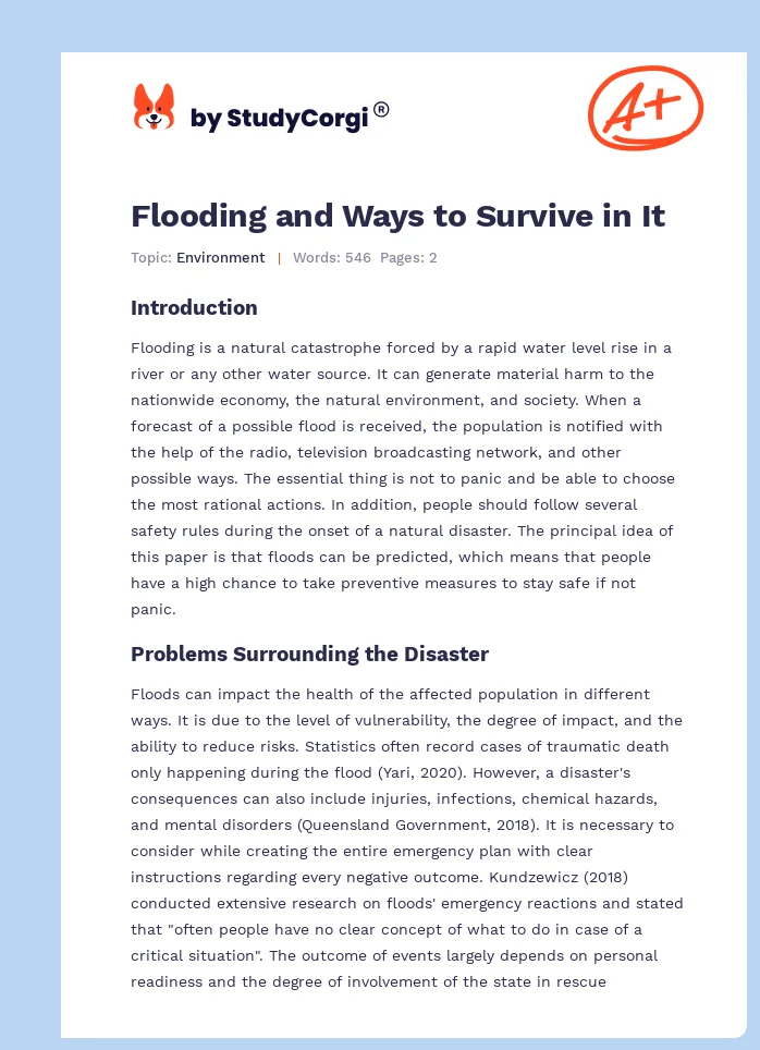 Flooding and Ways to Survive in It. Page 1