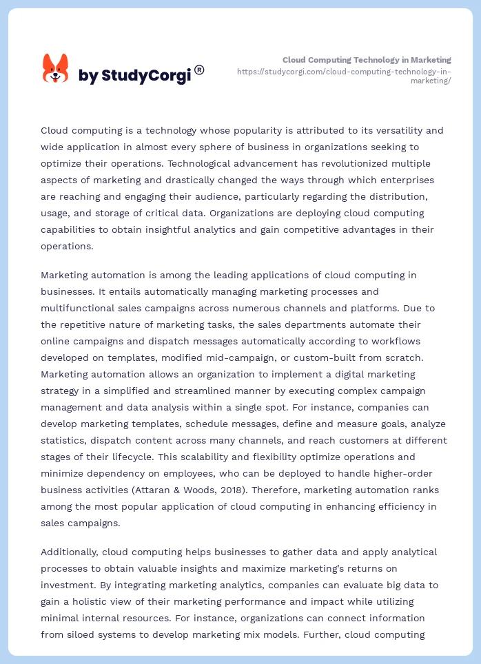 Cloud Computing Technology in Marketing. Page 2