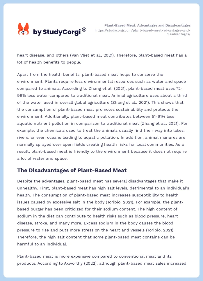 Plant-Based Meat: Advantages and Disadvantages. Page 2