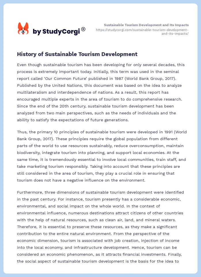 Sustainable Tourism Development and Its Impacts. Page 2