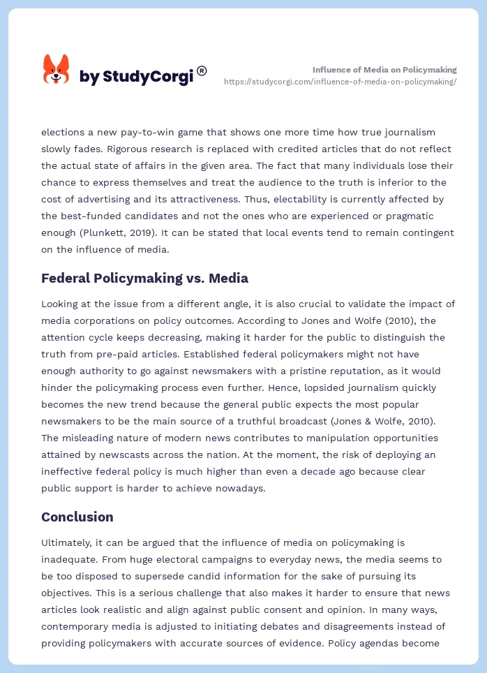Influence of Media on Policymaking. Page 2