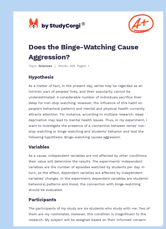 Does the Binge-Watching Cause Aggression?. Page 1