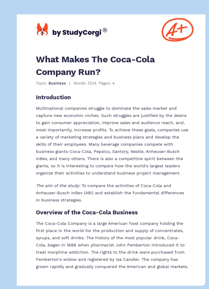 What Makes The Coca-Cola Company Run?. Page 1
