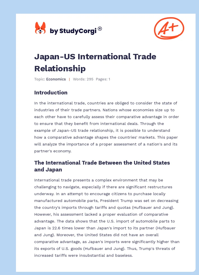 Japan-US International Trade Relationship. Page 1