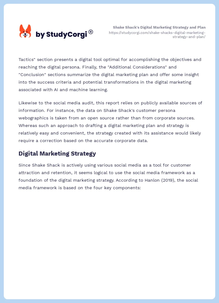 Shake Shack's Digital Marketing Strategy and Plan. Page 2