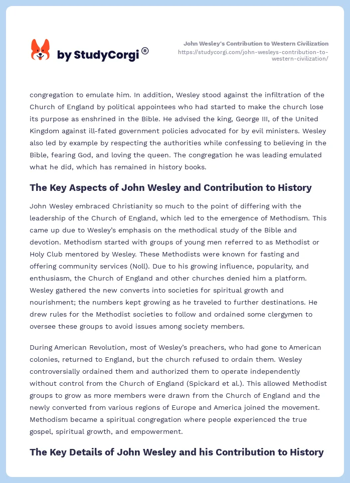 John Wesley's Contribution to Western Civilization. Page 2