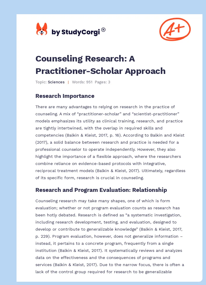 Counseling Research: A Practitioner-Scholar Approach. Page 1