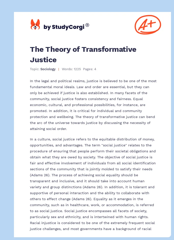 The Theory of Transformative Justice. Page 1