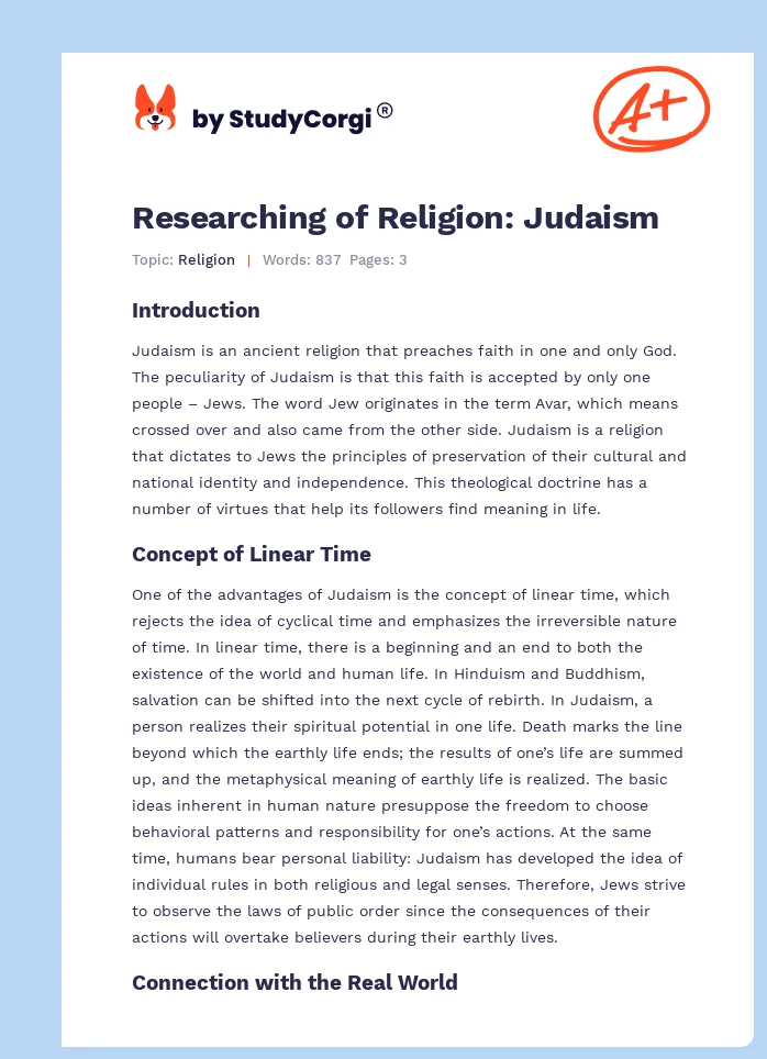 Researching of Religion: Judaism. Page 1