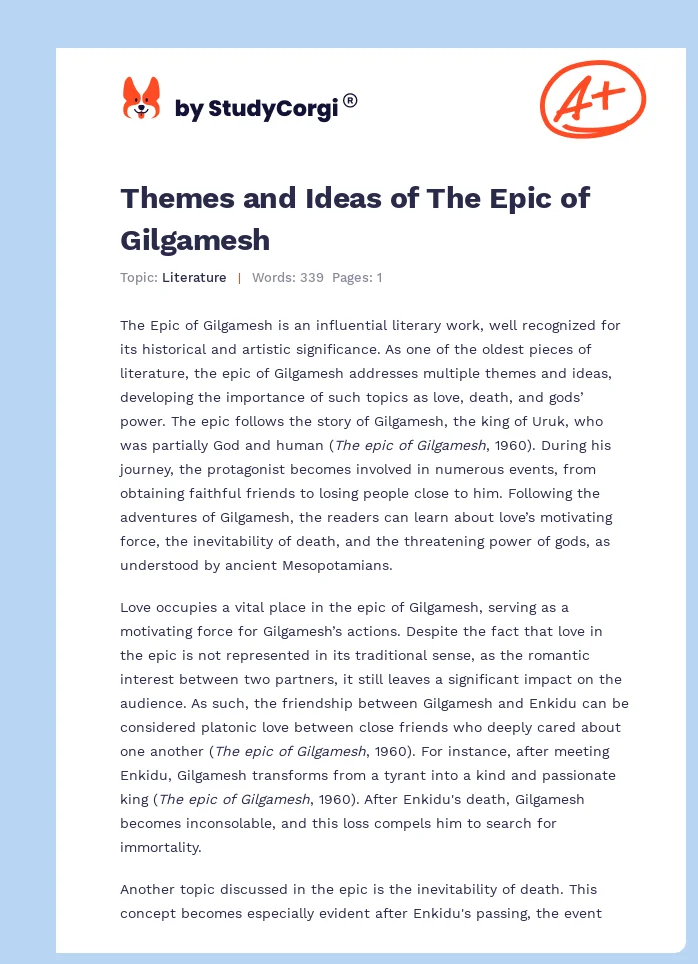 Themes and Ideas of The Epic of Gilgamesh. Page 1