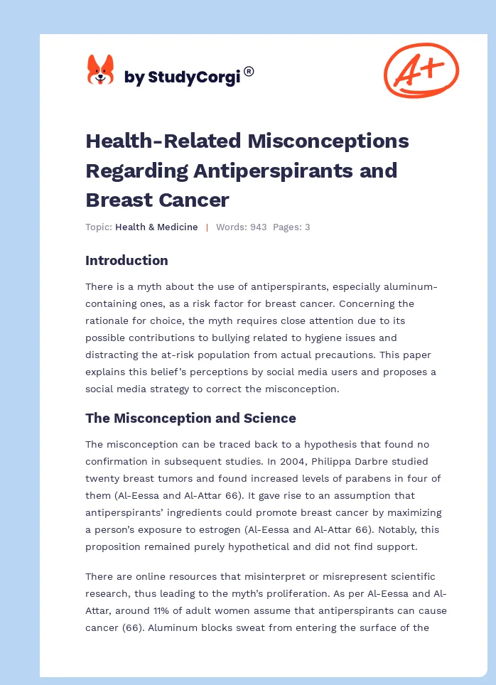 Health-Related Misconceptions Regarding Antiperspirants and Breast Cancer. Page 1
