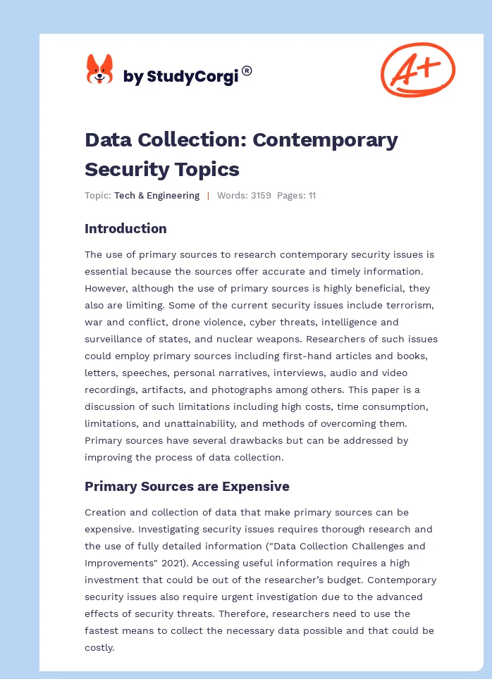 Data Collection: Contemporary Security Topics. Page 1