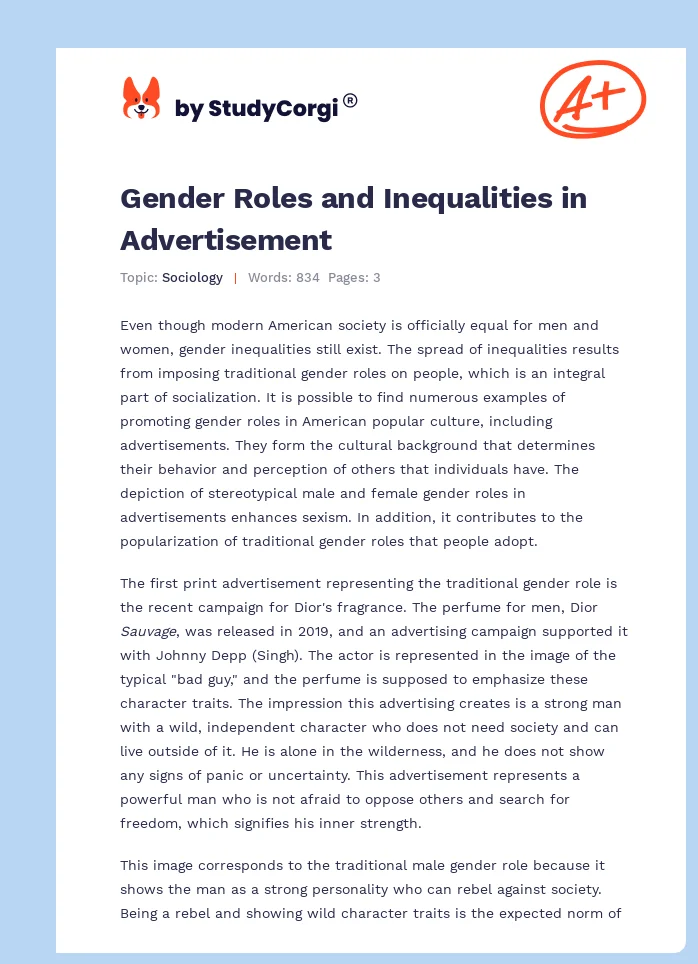Gender Roles and Inequalities in Advertisement. Page 1