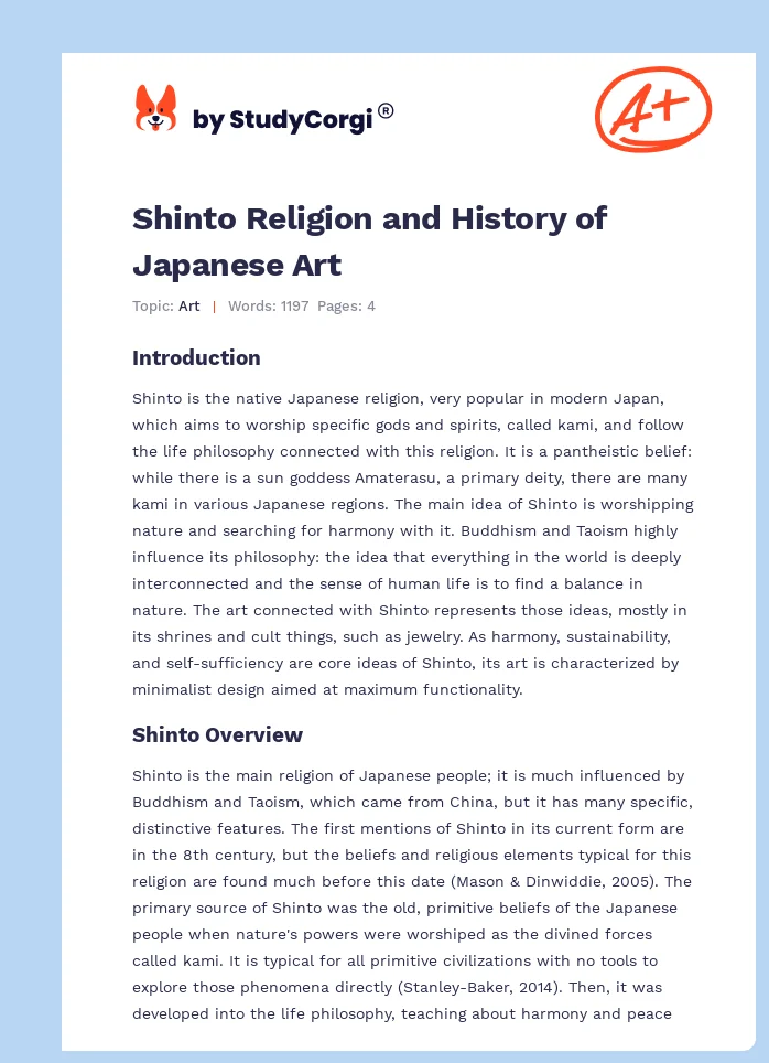 Shinto Religion and History of Japanese Art. Page 1