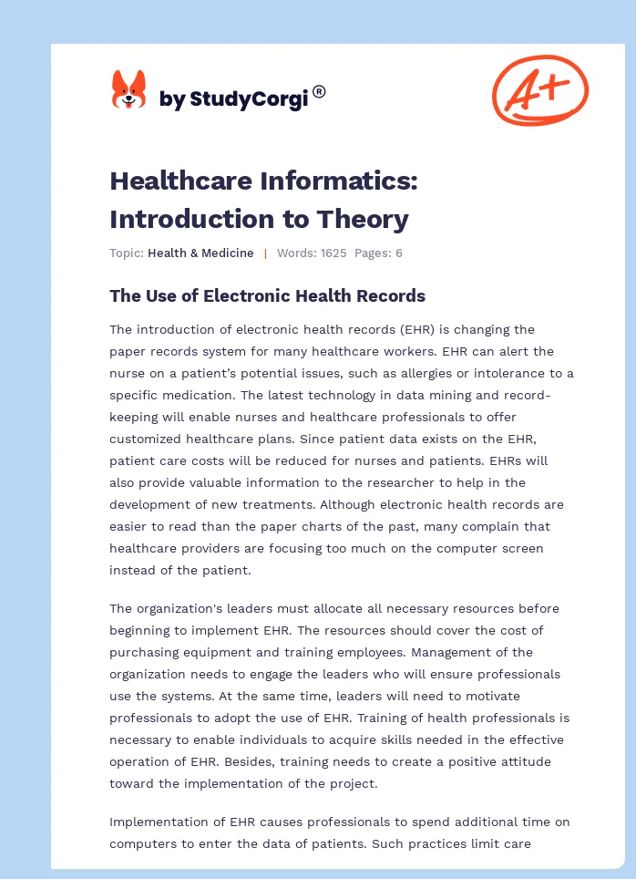 Healthcare Informatics: Introduction to Theory. Page 1