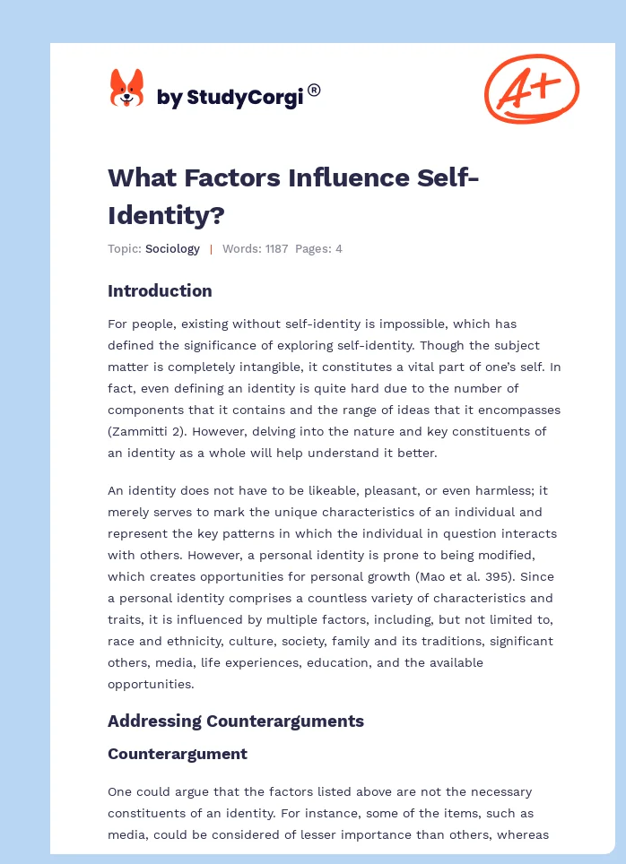 What Factors Influence Self-Identity?. Page 1