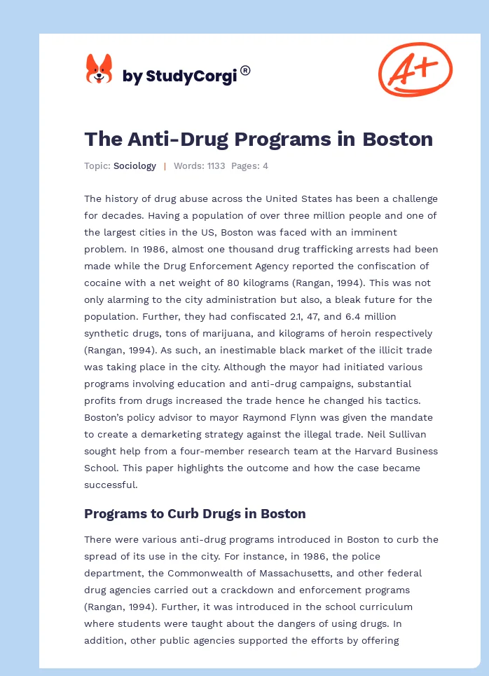 The Anti-Drug Programs in Boston. Page 1