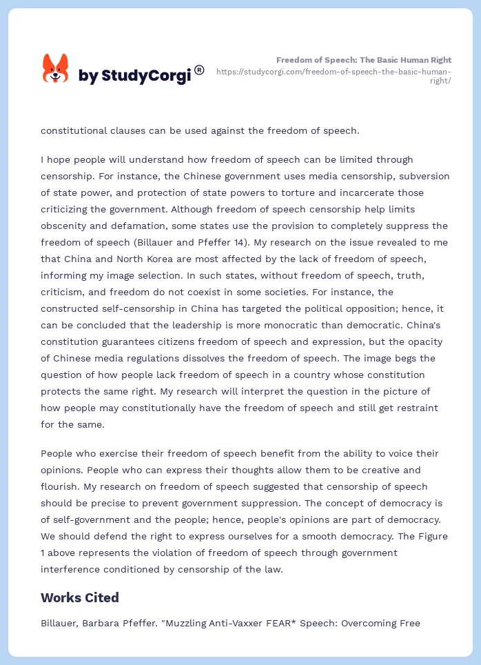 Freedom of Speech: The Basic Human Right. Page 2