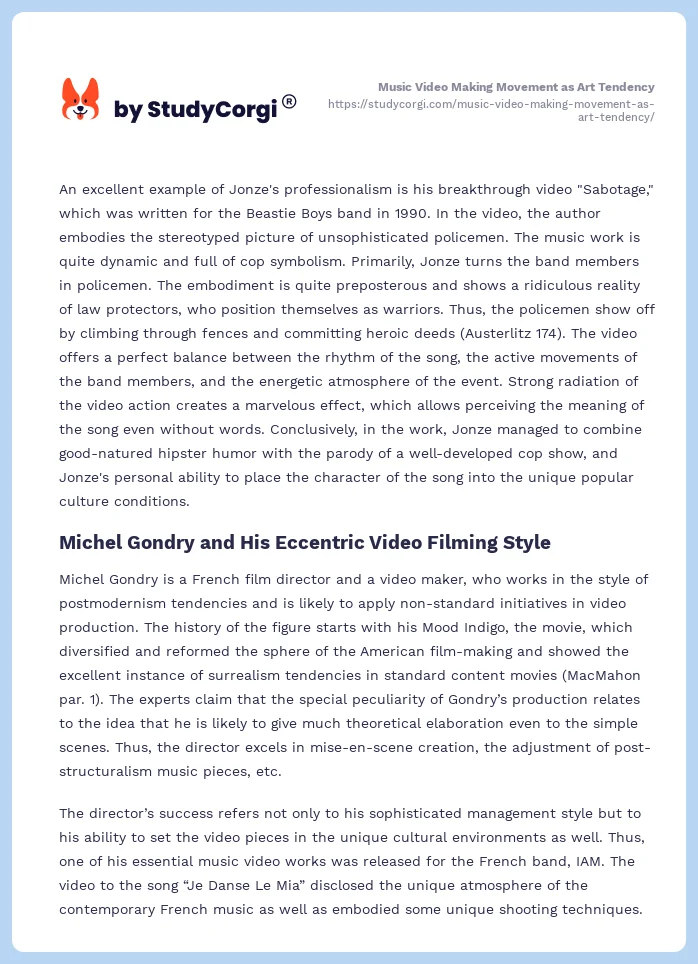 Music Video Making Movement as Art Tendency. Page 2