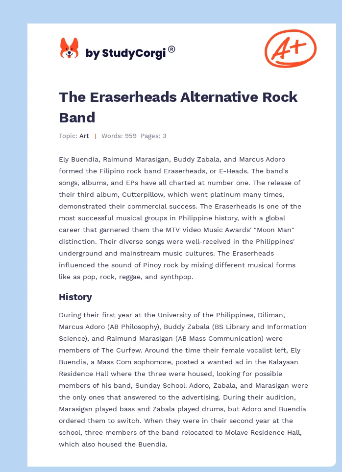The Eraserheads Alternative Rock Band. Page 1
