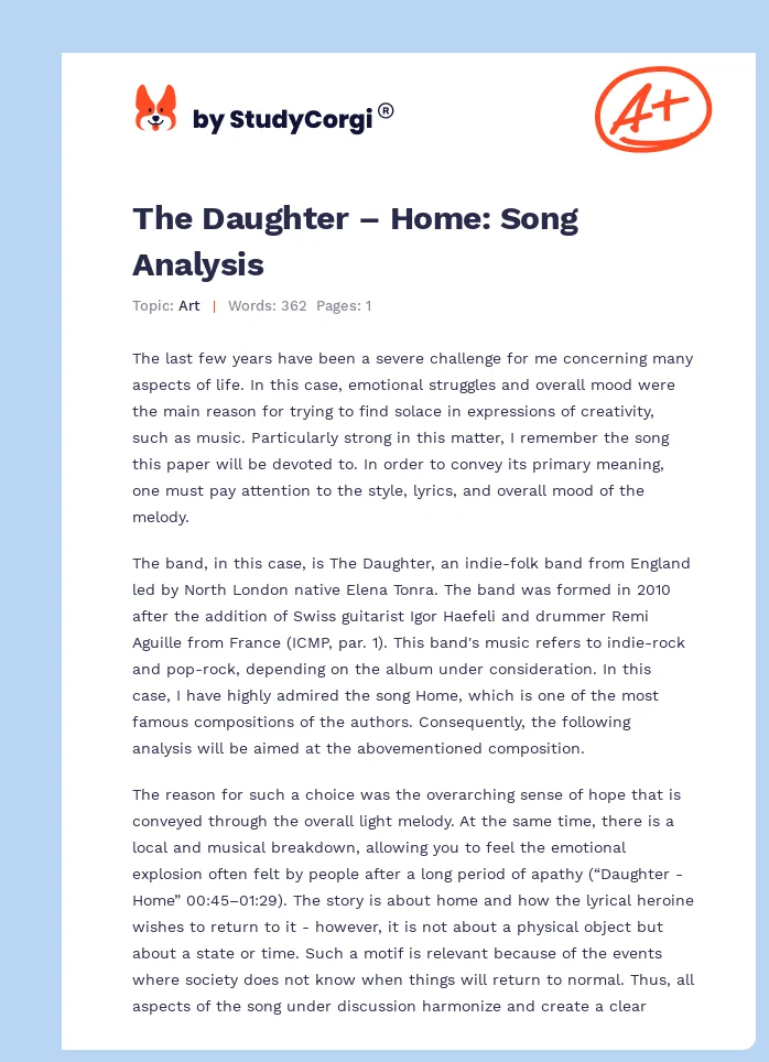 The Daughter – Home: Song Analysis. Page 1