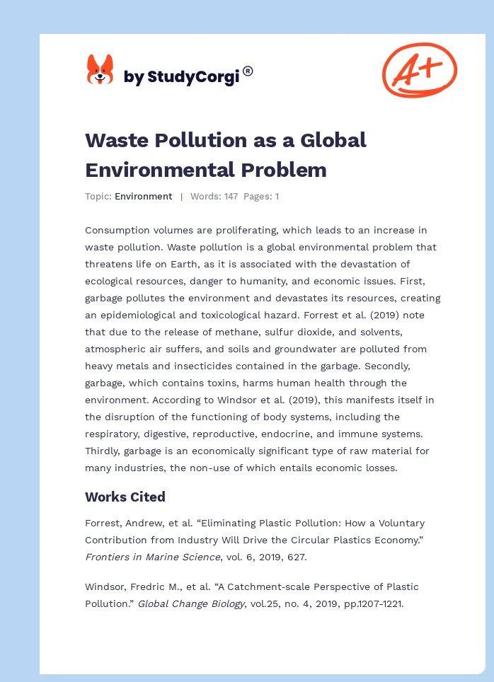 Waste Pollution as a Global Environmental Problem. Page 1