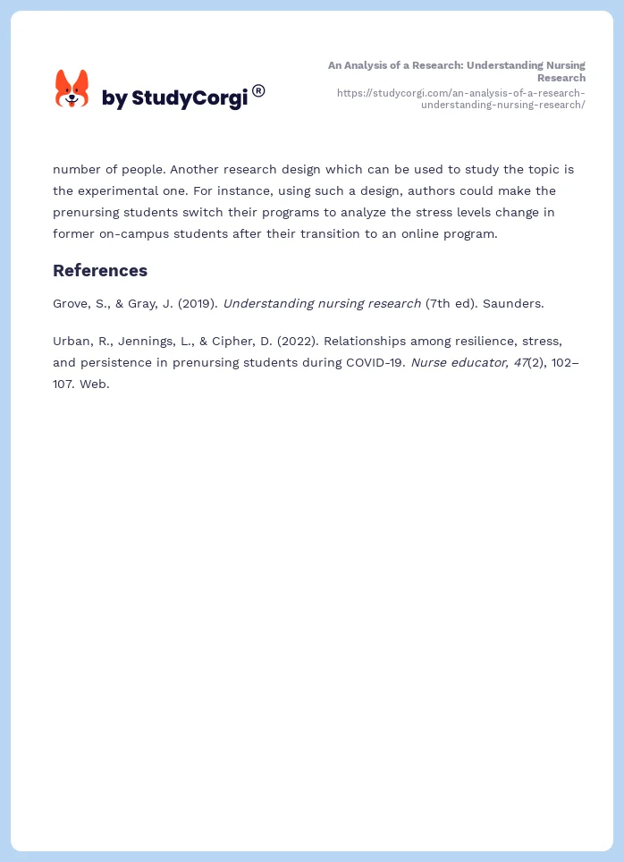 An Analysis of a Research: Understanding Nursing Research. Page 2