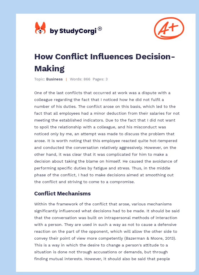 How Conflict Influences Decision-Making. Page 1