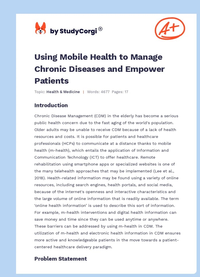 Using Mobile Health to Manage Chronic Diseases and Empower Patients. Page 1