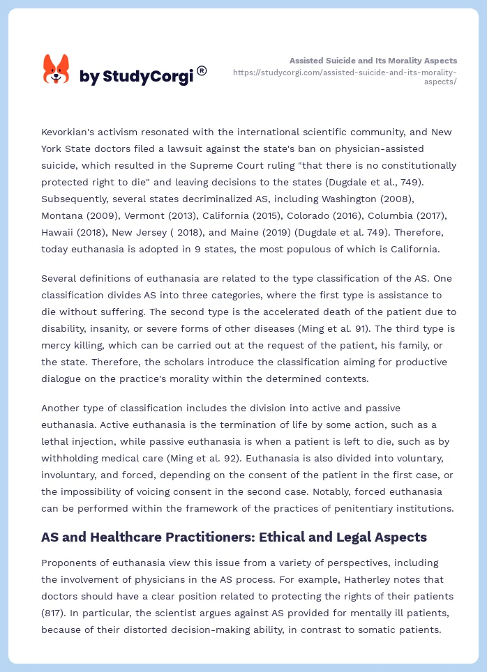 Assisted Suicide and Its Morality Aspects. Page 2