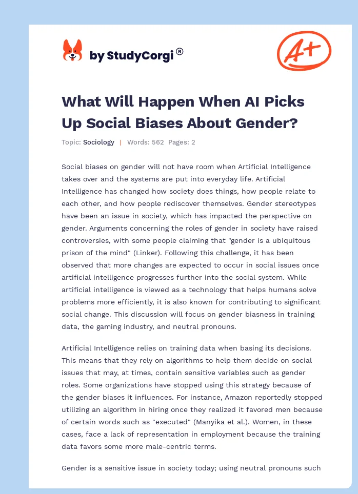 What Will Happen When AI Picks Up Social Biases About Gender?. Page 1