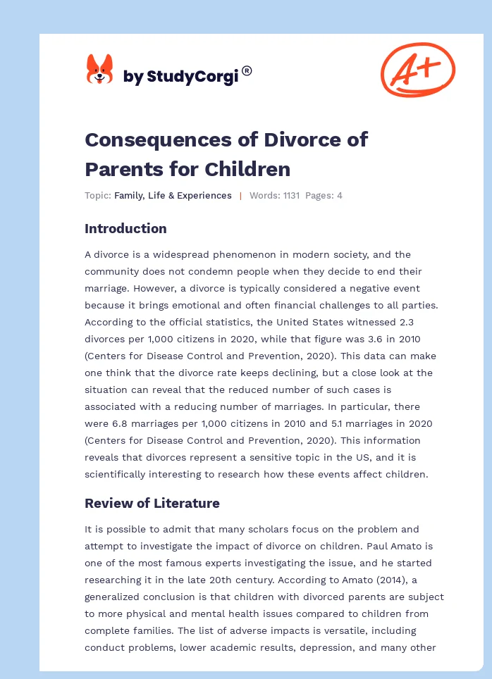 Effects of Divorce on Children. Page 1