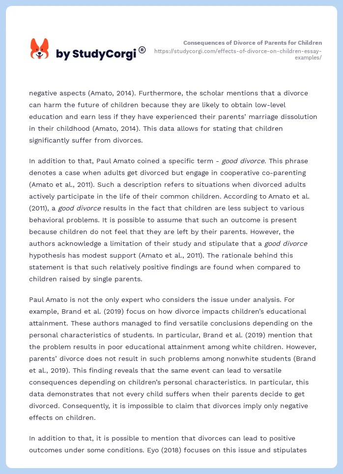 Effects of Divorce on Children. Page 2