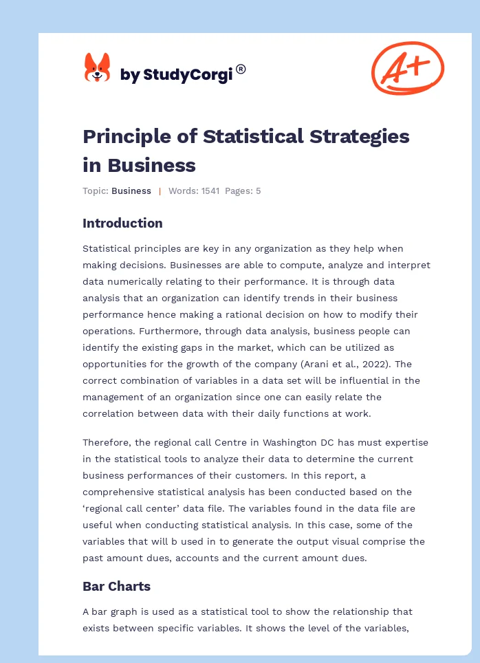 Principle of Statistical Strategies in Business. Page 1
