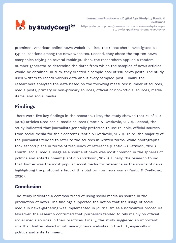 Journalism Practice in a Digital Age Study by Pantic & Cvetkovic. Page 2