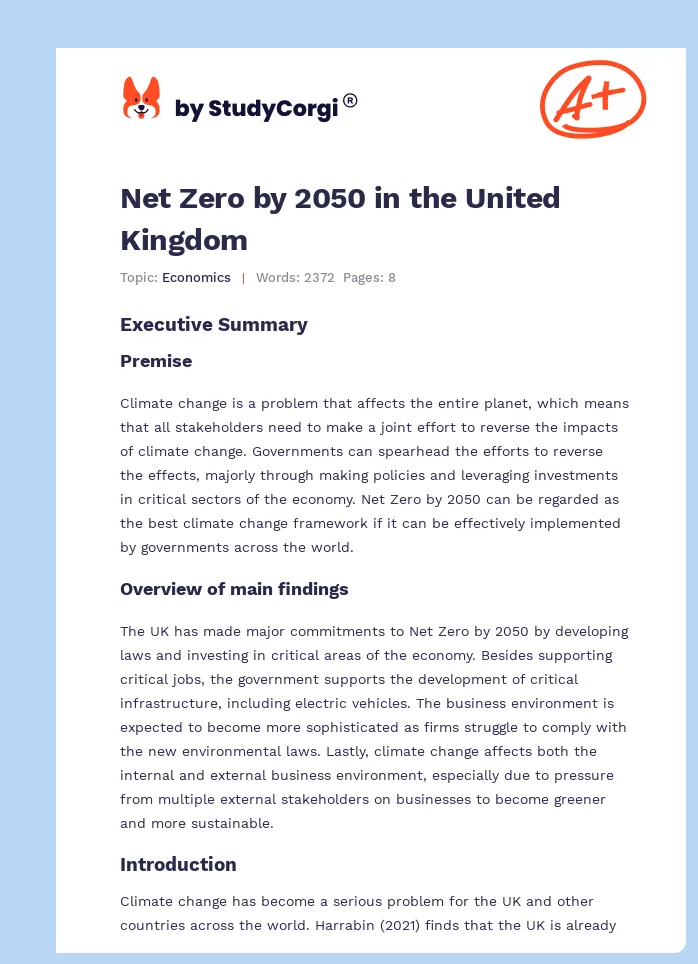 Net Zero by 2050 in the United Kingdom. Page 1