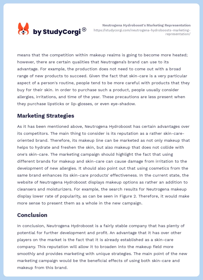 Neutrogena Hydroboost's Marketing Representation. Page 2