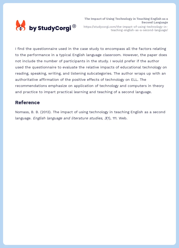 The Impact of Using Technology in Teaching English as a Second Language. Page 2