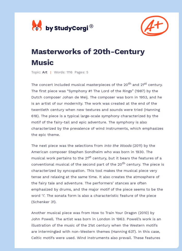 Masterworks of 20th-Century Music. Page 1