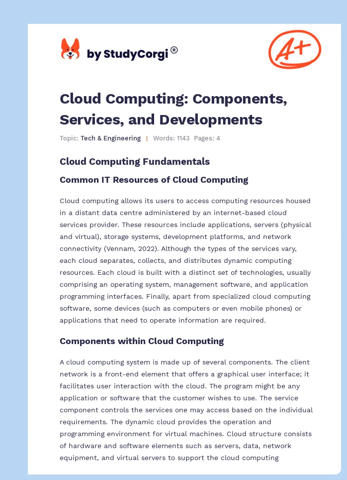 Cloud Computing: Components, Services, and Developments. Page 1